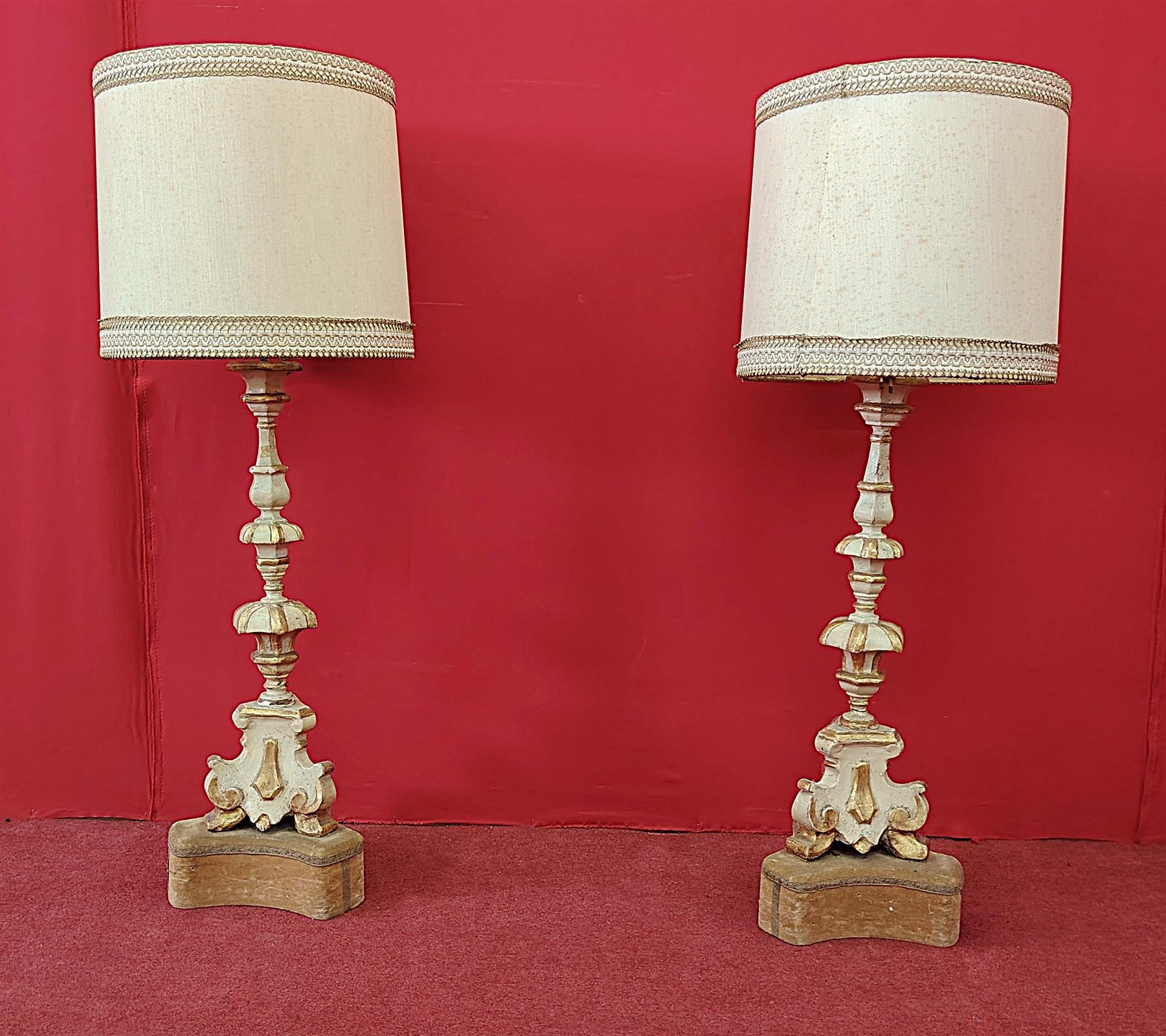 Coppia candelabri laccati
