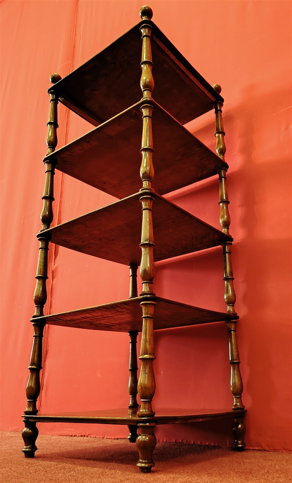 Square walnut etagere