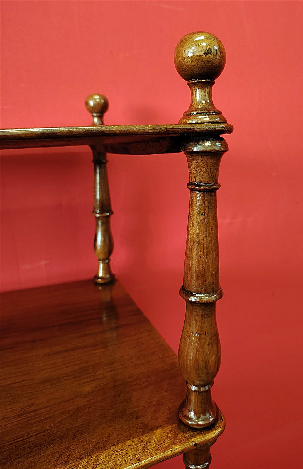 Square walnut etagere