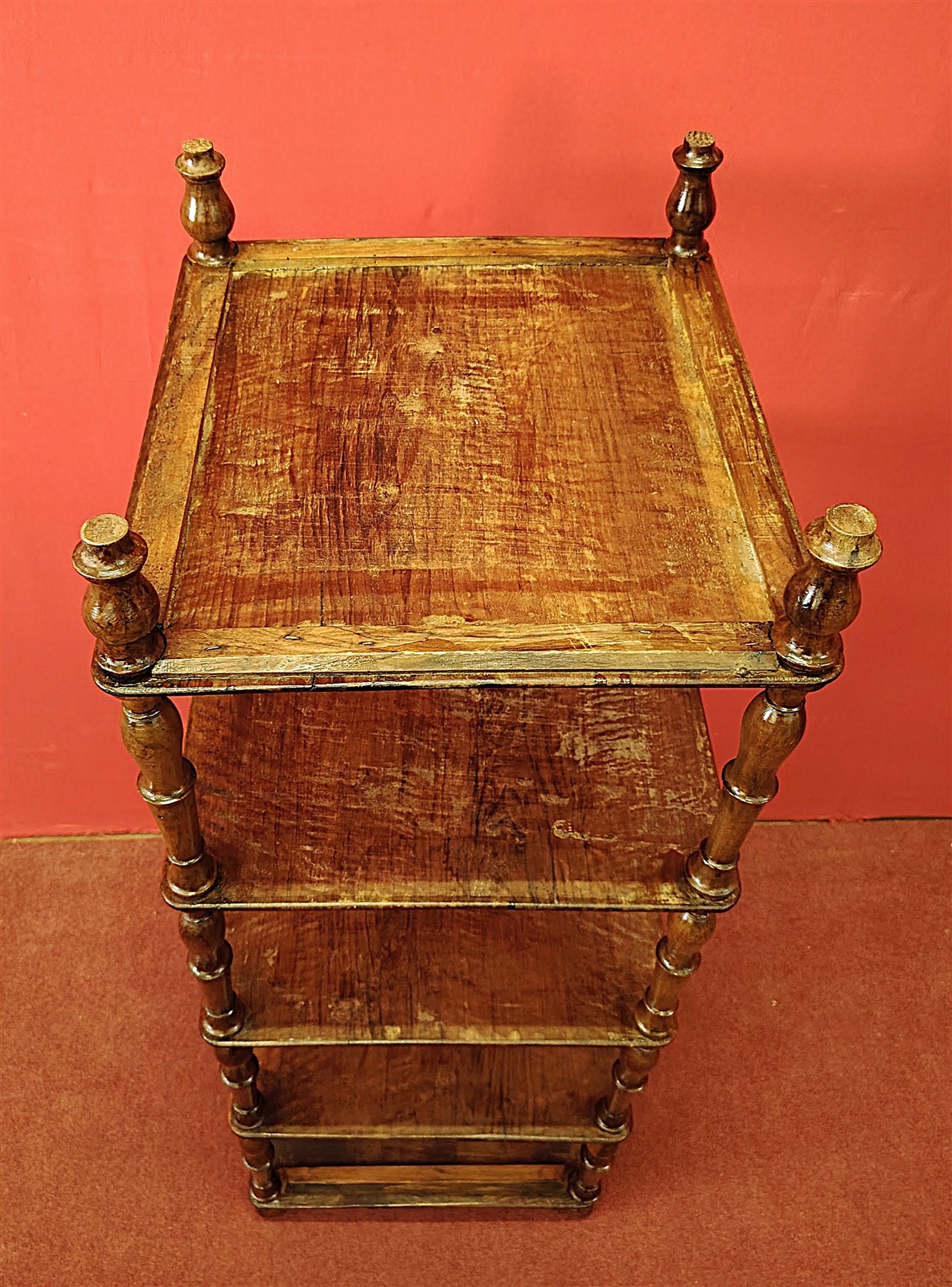Square walnut etagere