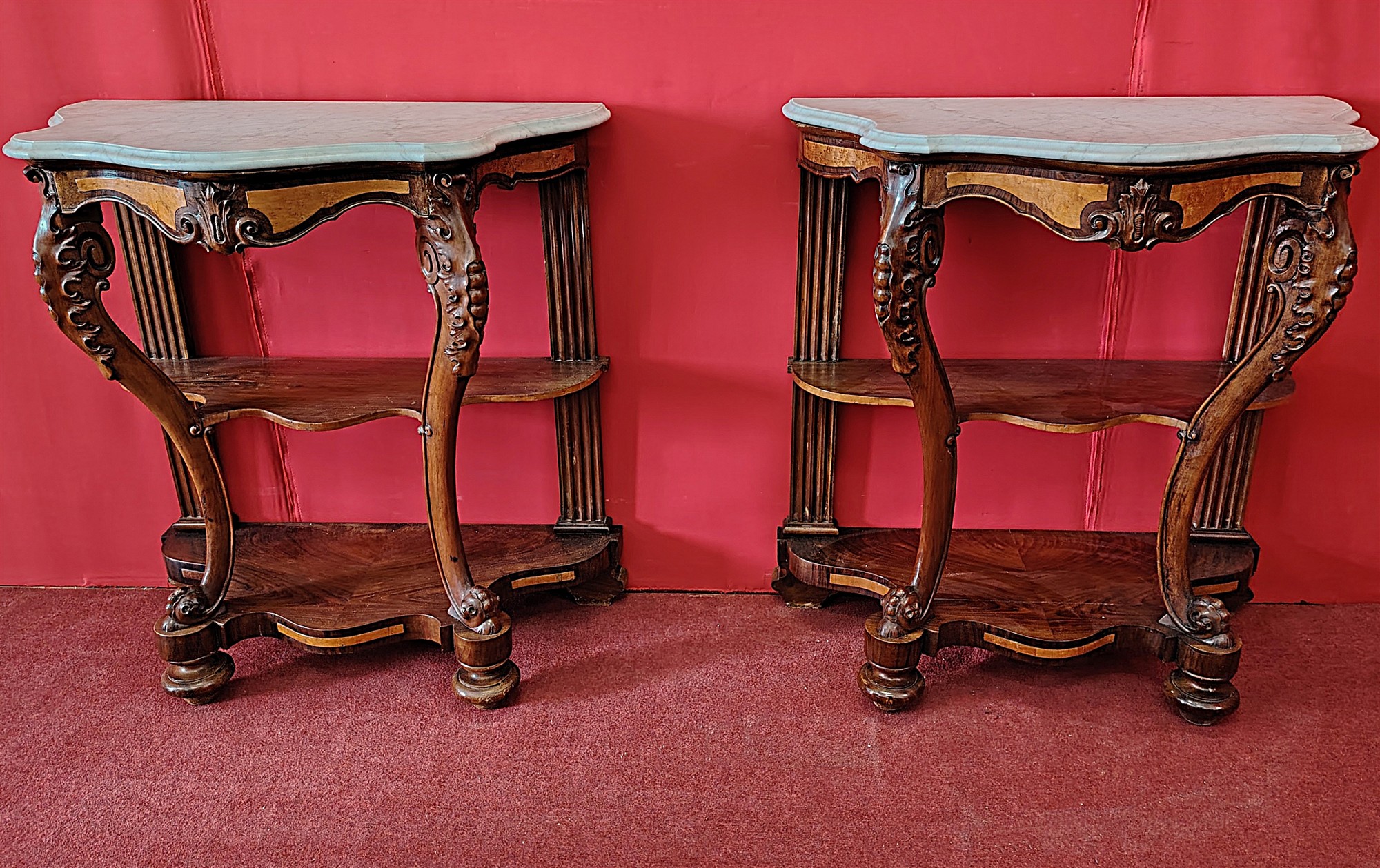 Coppia consolle con marmo