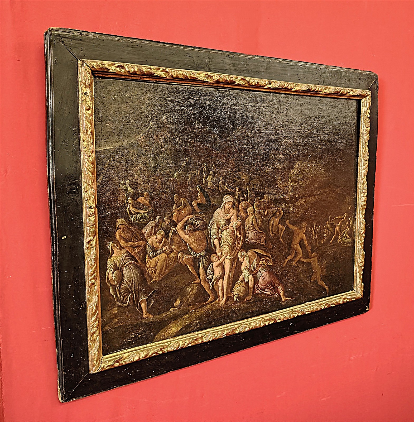 Dipinto Antico del Seicento - L'Esodo nel Deserto - Cerchia di Giulio Carpioni