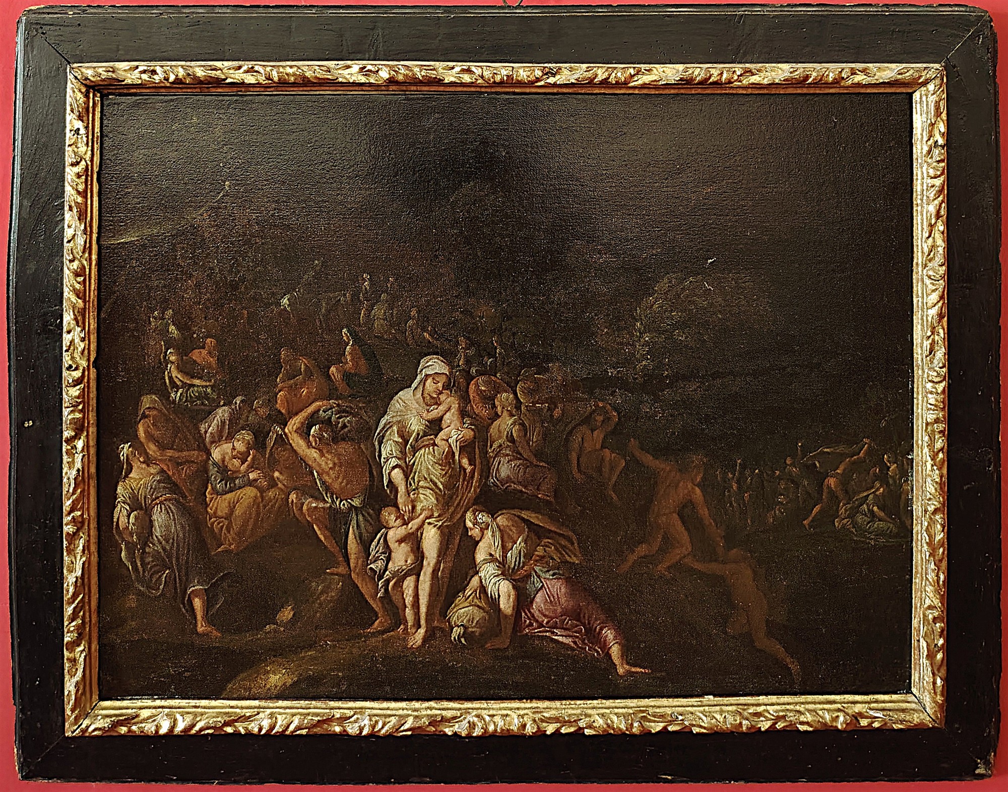 Dipinto Antico del Seicento - L'Esodo nel Deserto - Cerchia di Giulio Carpioni