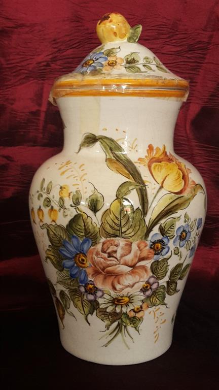 Pair of Italian ceramic vases, hand-painted