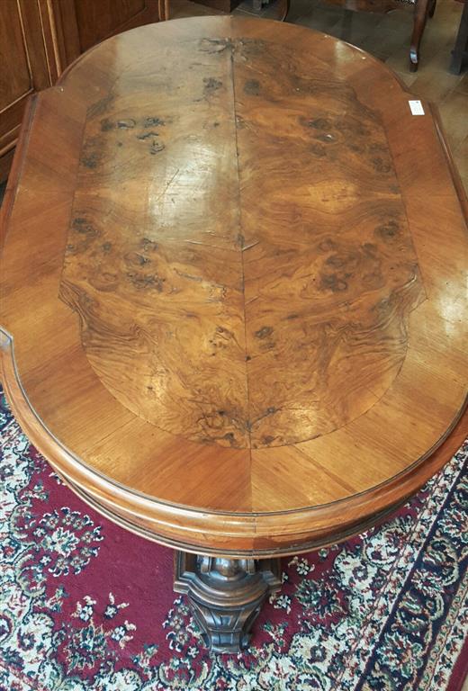 Italian coffee table Louis Philippe walnut root with drawer