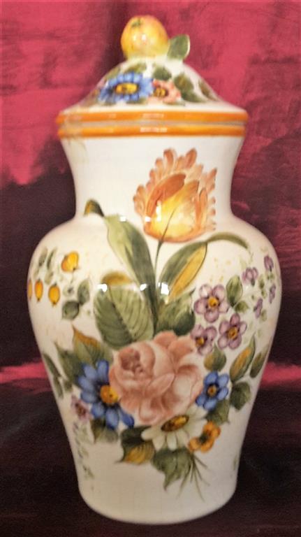 Pair of Italian ceramic vases, hand-painted